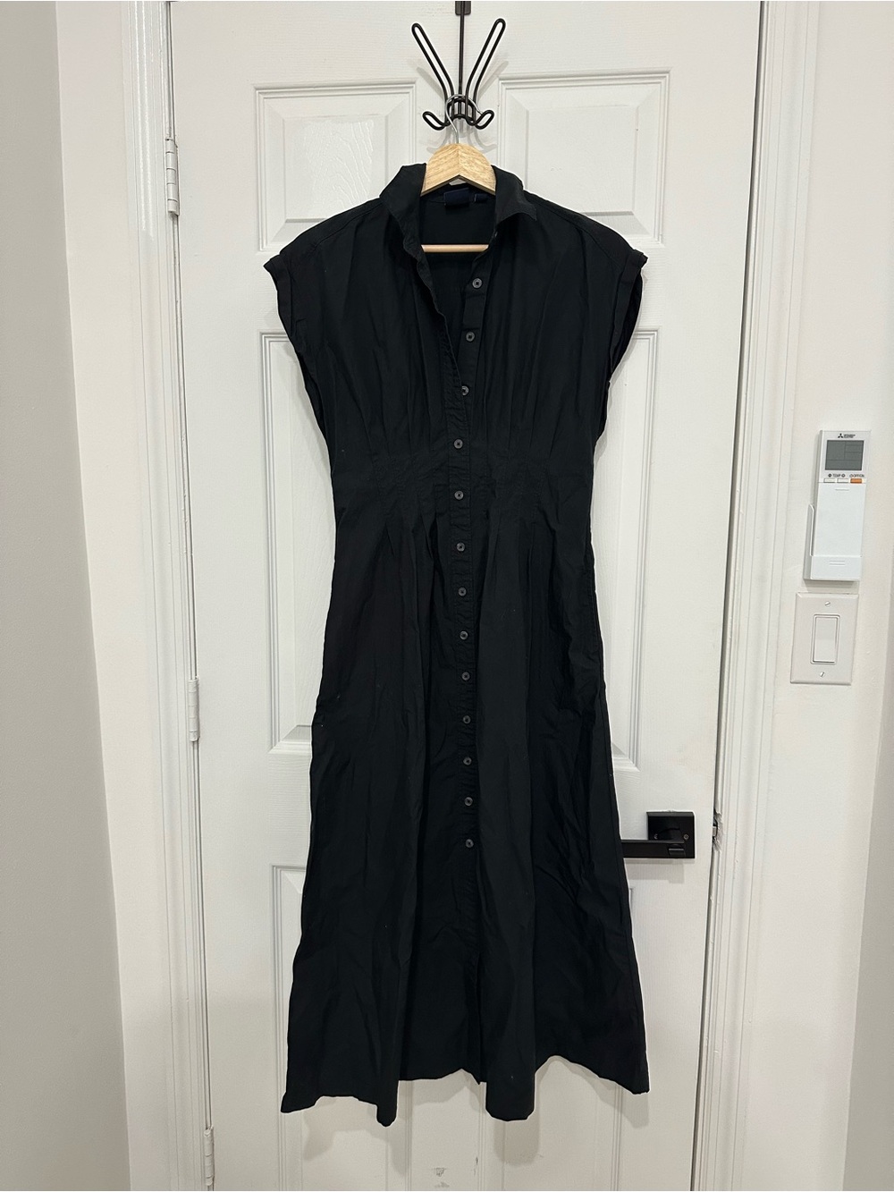 GAP Black Button-Front Maxi Dress